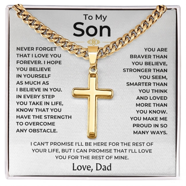 To My Son - Love Dad - Artisan Cross on Cuban Link Chain