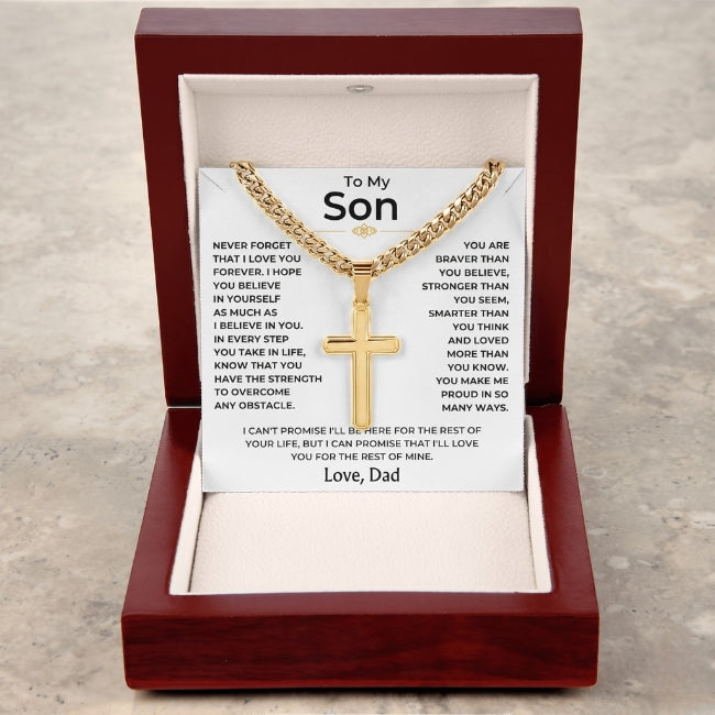To My Son - Love Dad - Artisan Cross on Cuban Link Chain