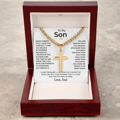 To My Son - Love Dad - Artisan Cross on Cuban Link Chain