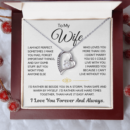 Forever and Always – To My Wife Heart Necklace