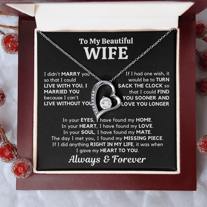 To My Beautiful Wife – Heart Pendant Necklace
