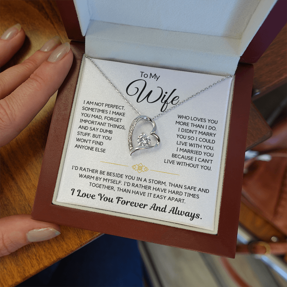 Forever and Always – To My Wife Heart Necklace