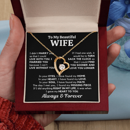 To My Beautiful Wife – Heart Pendant Necklace
