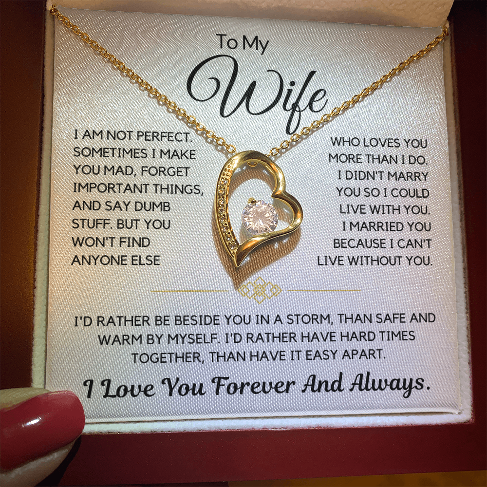 Forever and Always – To My Wife Heart Necklace