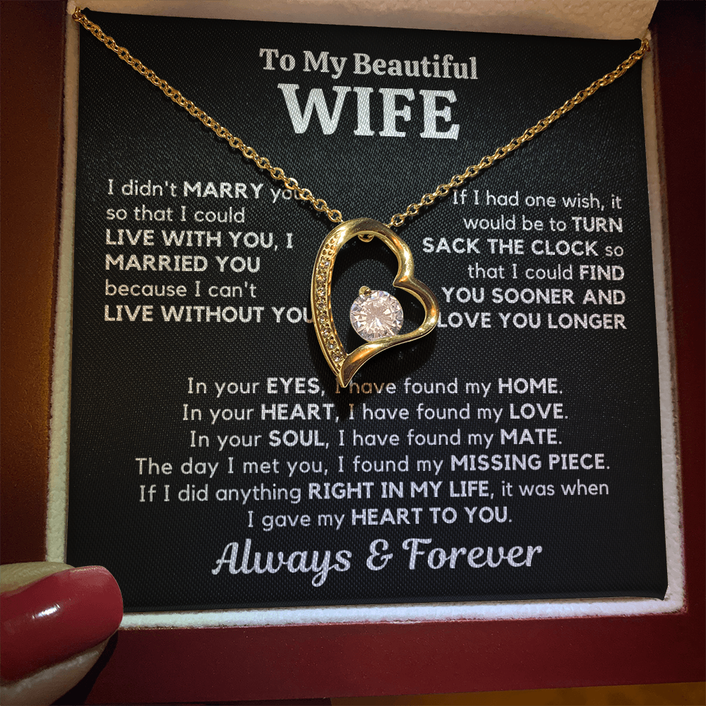 To My Beautiful Wife – Heart Pendant Necklace