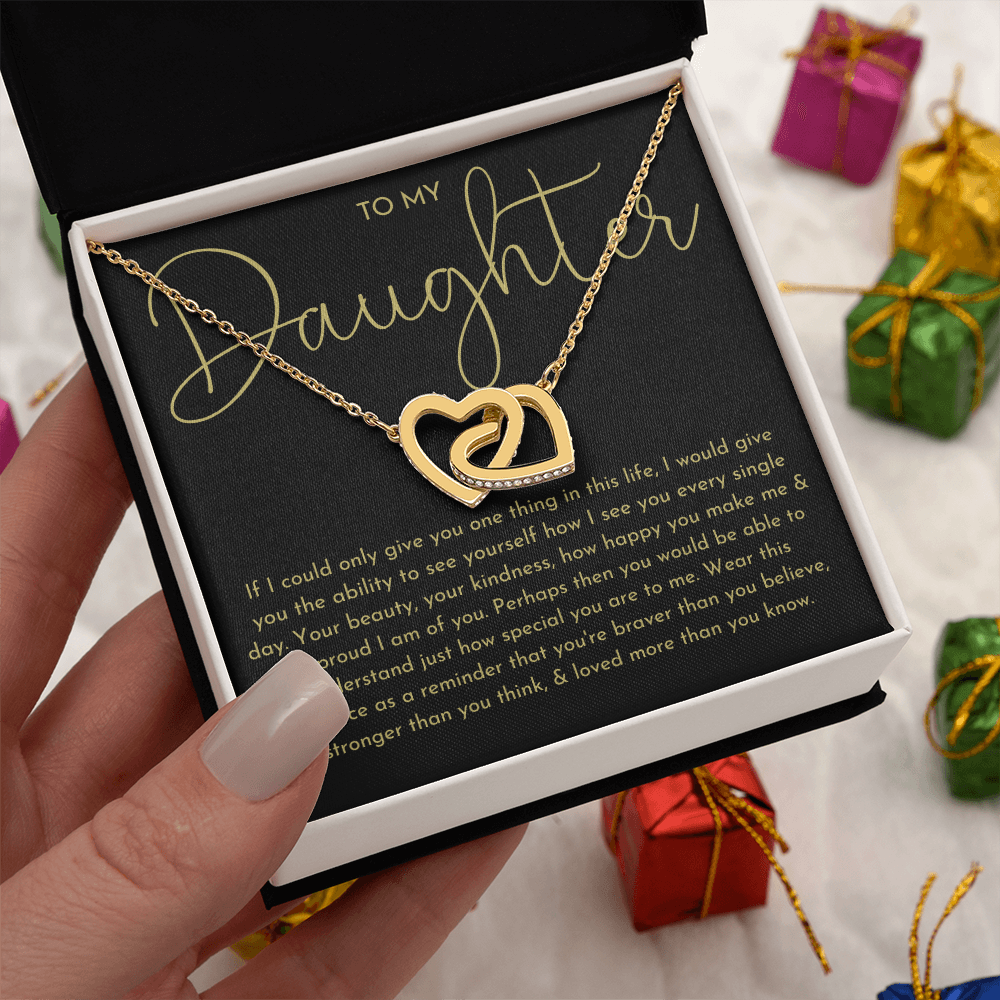 To My Daughter Necklace, Daughter Gift (Black background)