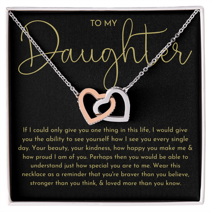 To My Daughter Necklace, Daughter Gift (Black background)