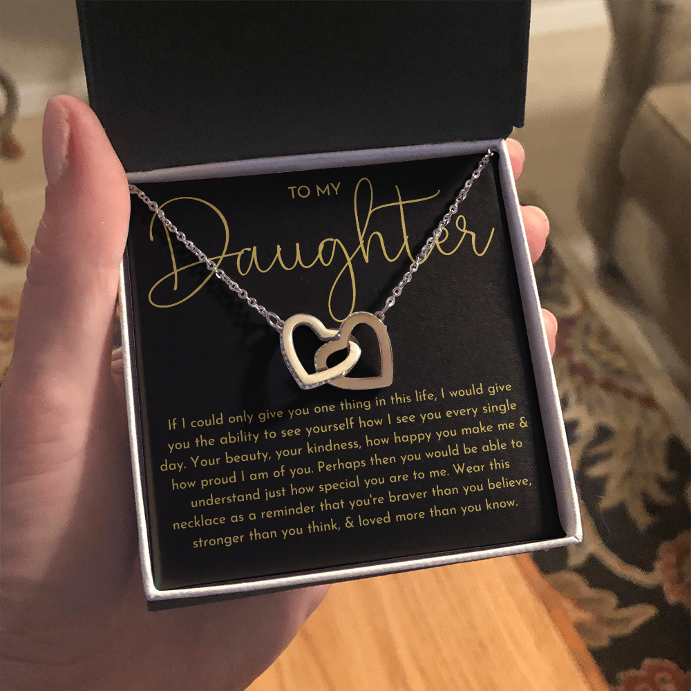 To My Daughter Necklace, Daughter Gift (Black background)