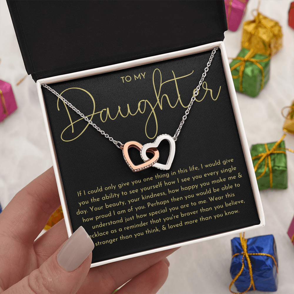 To My Daughter Necklace, Daughter Gift (Black background)