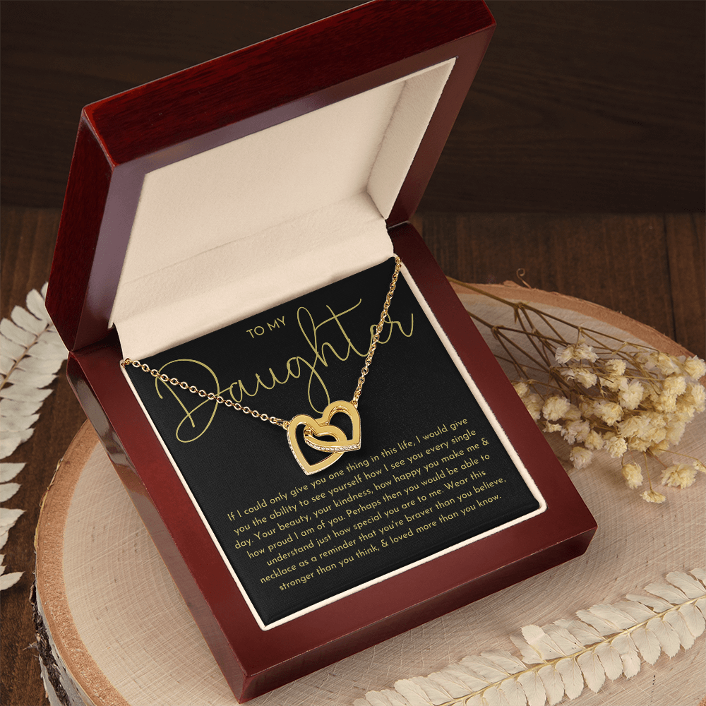 To My Daughter Necklace, Daughter Gift (Black background)