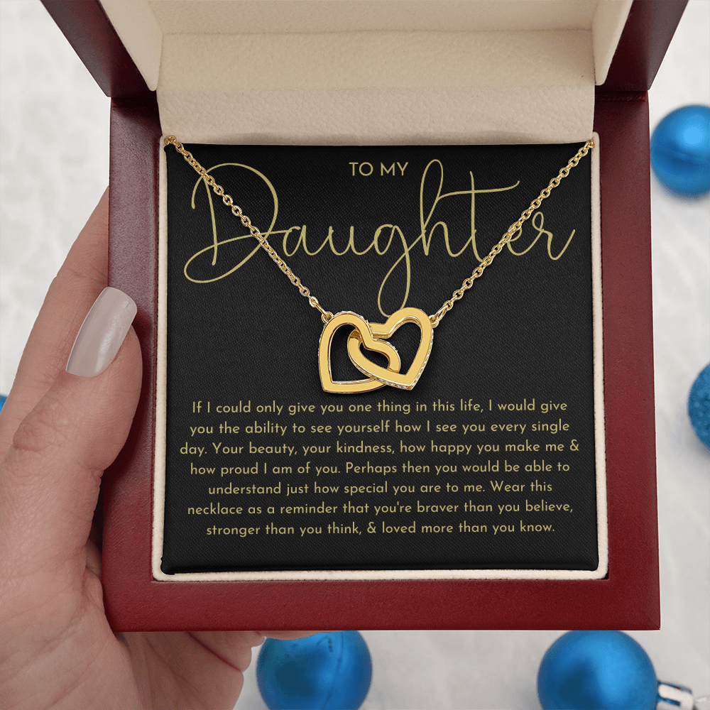To My Daughter Necklace, Daughter Gift (Black background)