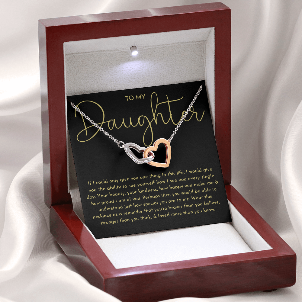 To My Daughter Necklace, Daughter Gift (Black background)