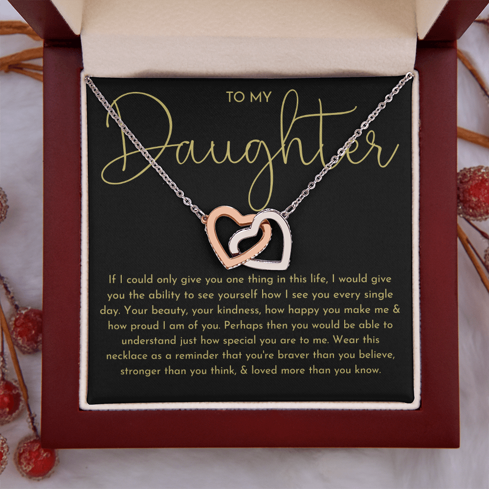 To My Daughter Necklace, Daughter Gift (Black background)