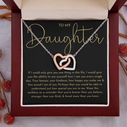 To My Daughter Necklace, Daughter Gift (Black background)