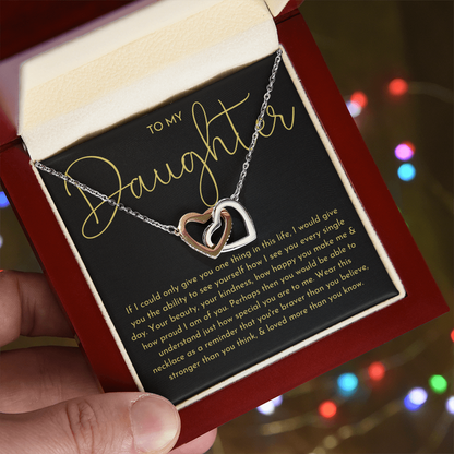 To My Daughter Necklace, Daughter Gift (Black background)