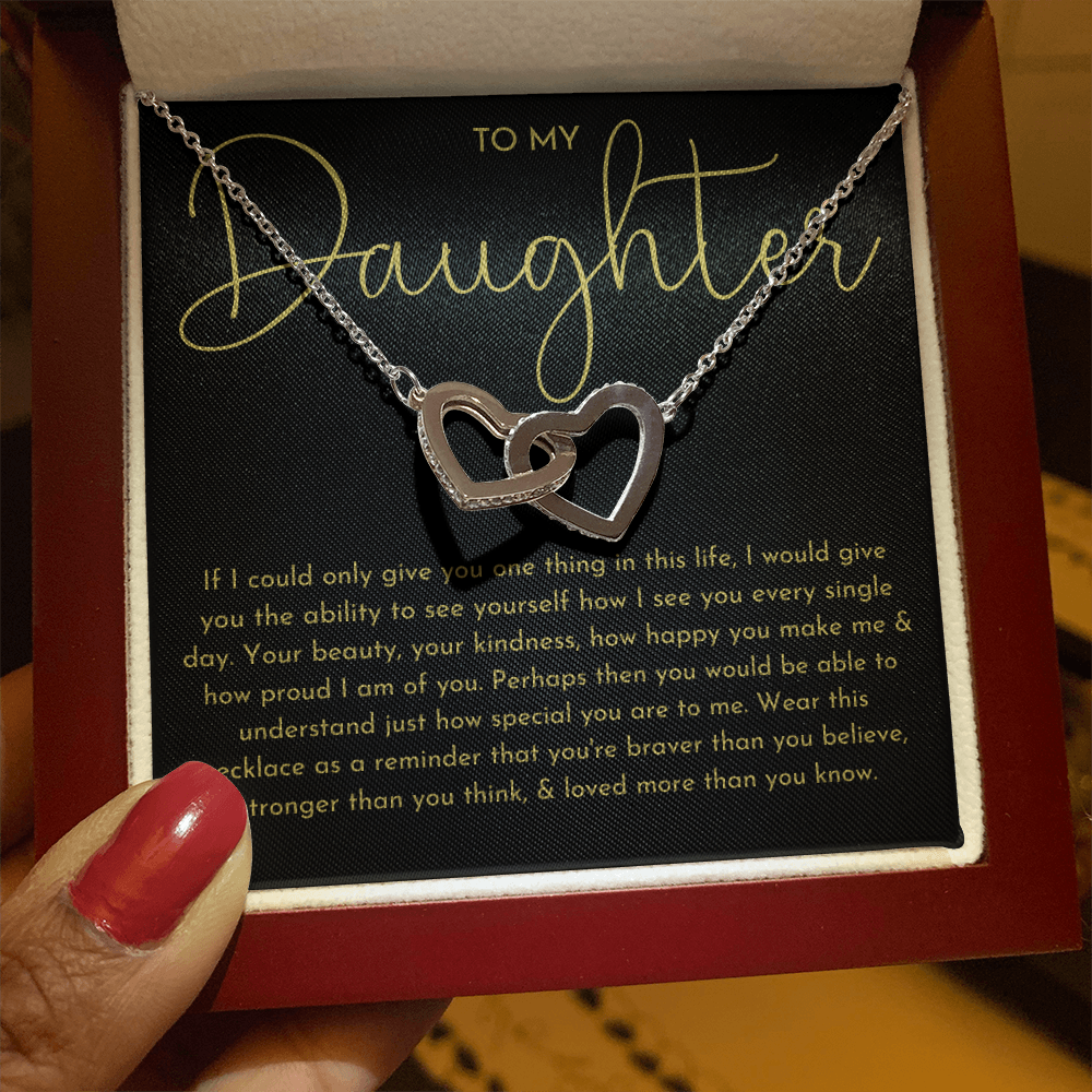 To My Daughter Necklace, Daughter Gift (Black background)