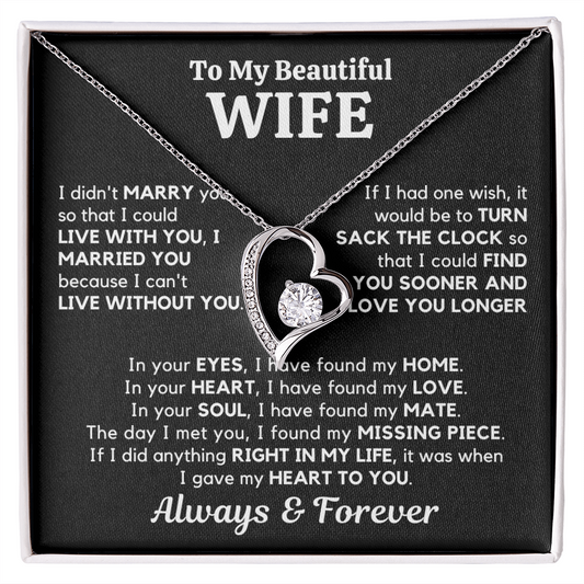 To My Beautiful Wife – Heart Pendant Necklace