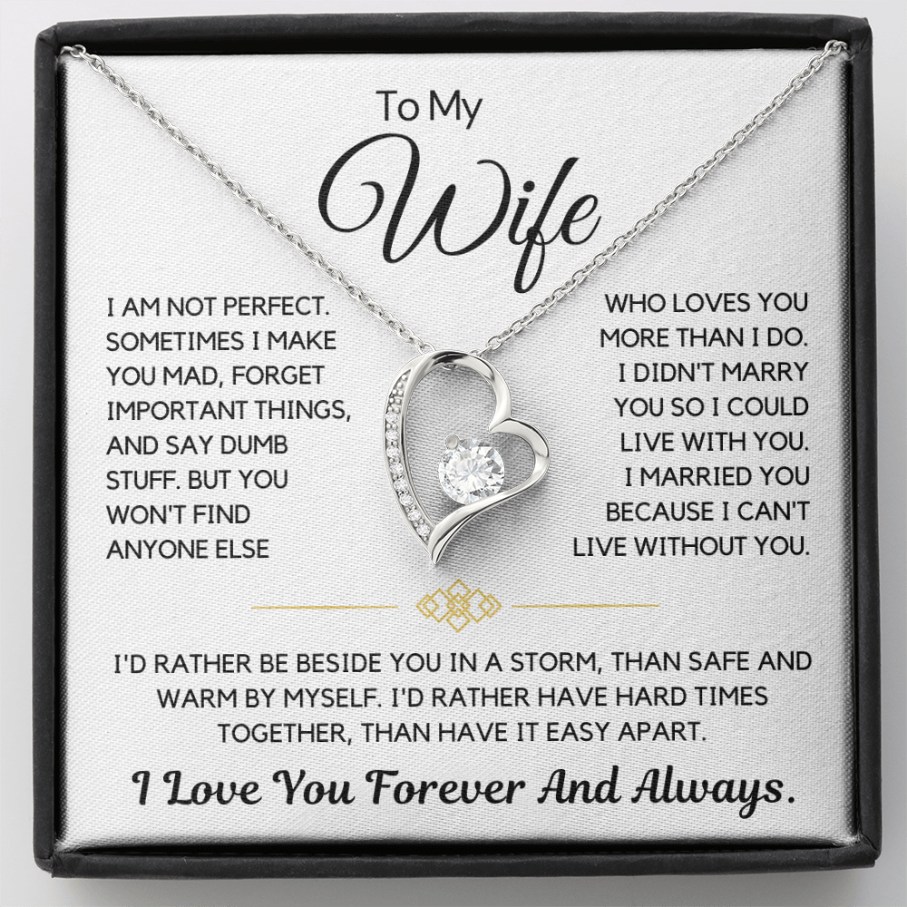 Forever and Always – To My Wife Heart Necklace