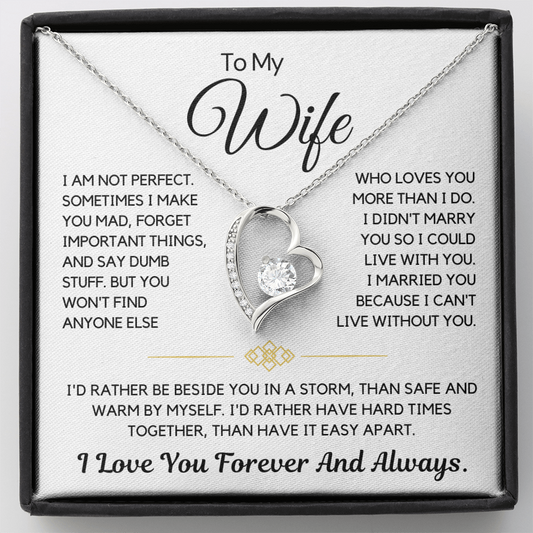 Forever and Always – To My Wife Heart Necklace