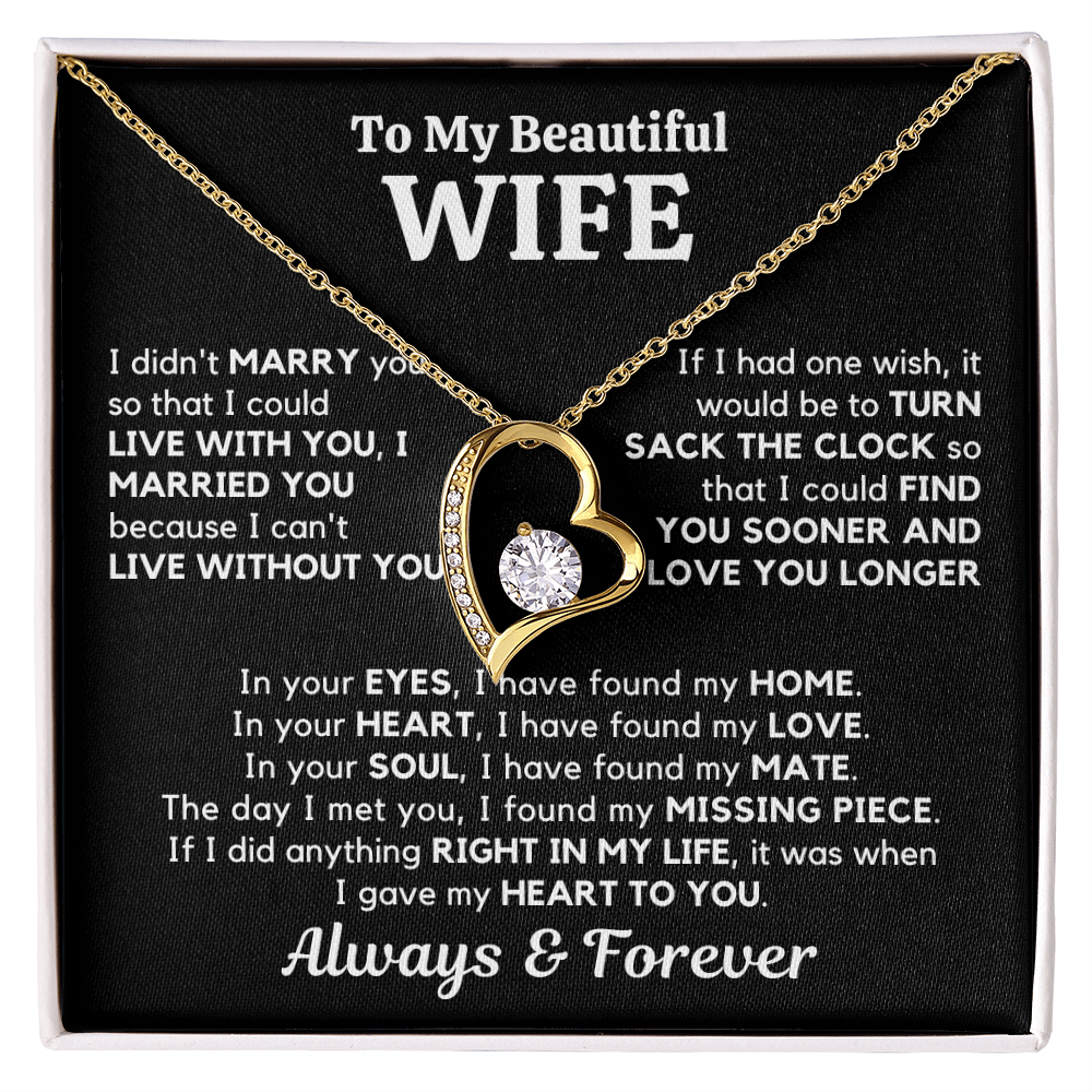 To My Beautiful Wife – Heart Pendant Necklace