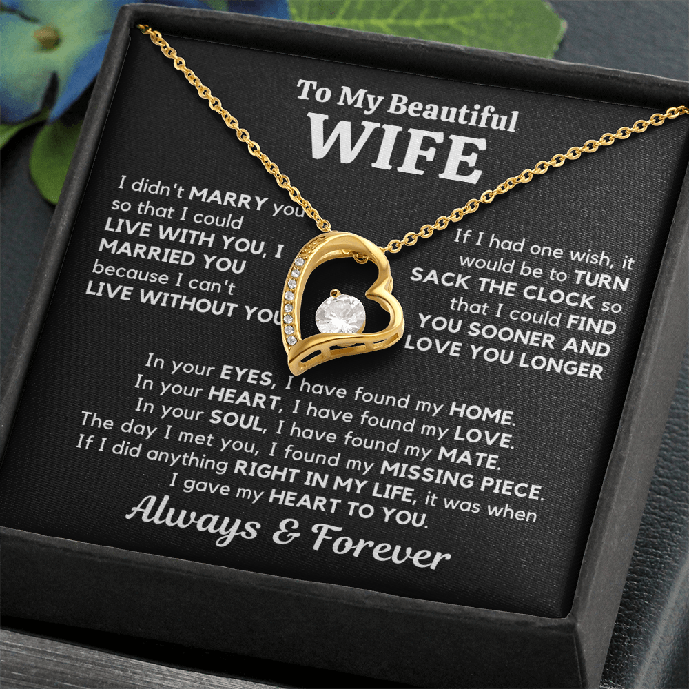 To My Beautiful Wife – Heart Pendant Necklace