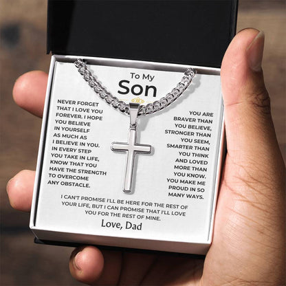 To My Son - Love Dad - Artisan Cross on Cuban Link Chain