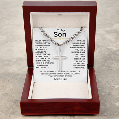 To My Son - Love Dad - Artisan Cross on Cuban Link Chain
