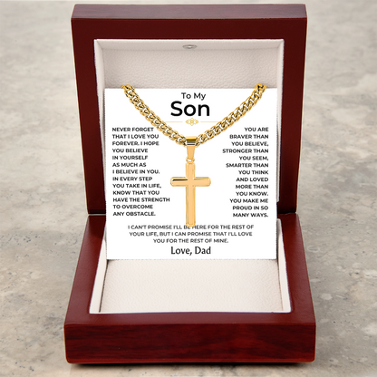 To My Son - Love Dad - Artisan Cross on Cuban Link Chain